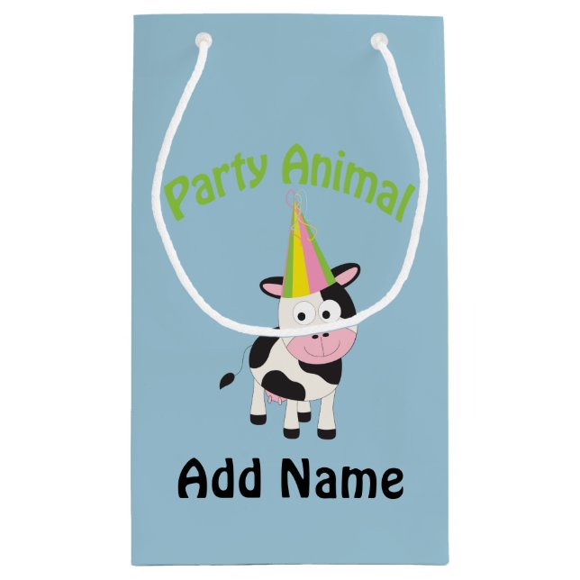 Sacola Para Presentes Pequena Animal de festa! Vaca (Verso)