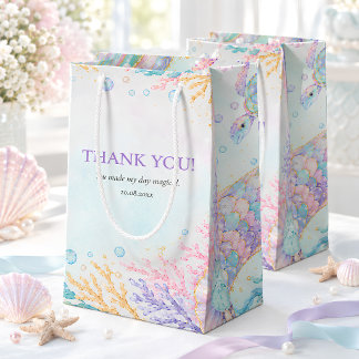 Sacola Para Presentes Pequena Aniversário da Celebração da Sereia Pastel
