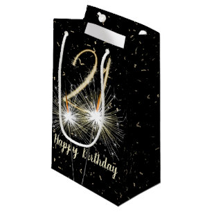 Sacola Para Presentes Pequena aniversário de 21 anos Sparkler A Preto