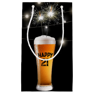 Sacola Para Presentes Pequena aniversário de 21 anos Sparkler In Beer