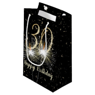 Sacola Para Presentes Pequena aniversário de 30 anos Sparkler A Preto
