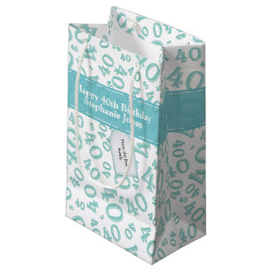 Sacola Para Presentes Pequena Aniversário de 40 anos Feliz Padrão de Números de