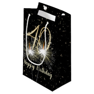 Sacola Para Presentes Pequena aniversário de 40 anos Sparkler A Preto