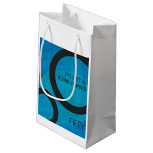 Sacola Para Presentes Pequena Aniversário de 50 Década Azul