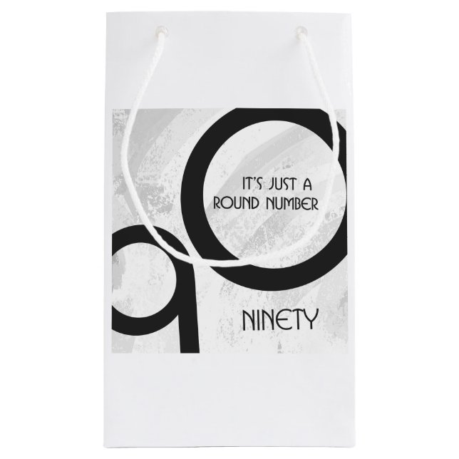 Sacola Para Presentes Pequena Aniversário de 90 Décadas Branco (Verso)