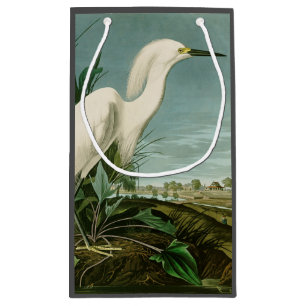 Sacola Para Presentes Pequena Aniversário de Ave-de-Egrete Branca de Audubon Sno