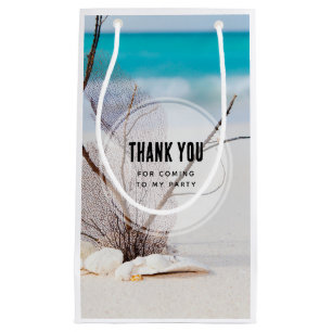 Sacola Para Presentes Pequena Aniversário de Sandy Beach Obrigado