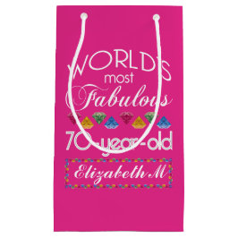 Sacola Para Presentes Pequena aniversário do 70 a maioria de rosa colorido