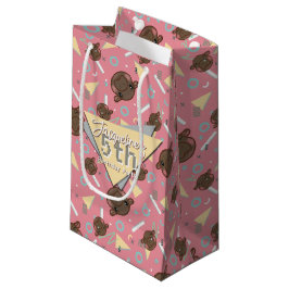 Sacola Para Presentes Pequena Aniversário do Bebê Rosa-Rosa Hipopótamo