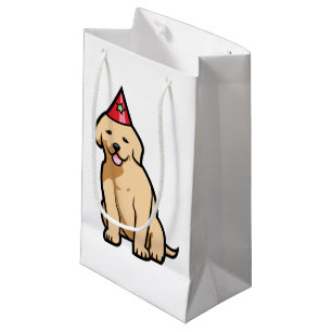 Sacola Para Presentes Pequena Aniversário do filhote de cachorro do golden