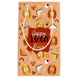 Sacola Para Presentes Pequena Aniversário do Retro Orange Tamagotchi