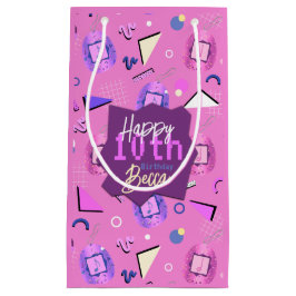 Sacola Para Presentes Pequena Aniversário do Tamagotchi Rosa Retro