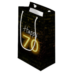 Sacola Para Presentes Pequena Aniversário Neon 70 Sinal em Brick