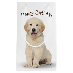 Sacola Para Presentes Pequena Aniversário Ouro Retriever Puppy Em Branco
