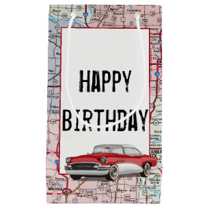 Sacola Para Presentes Pequena Aniversário - Retro Buick No Mapa