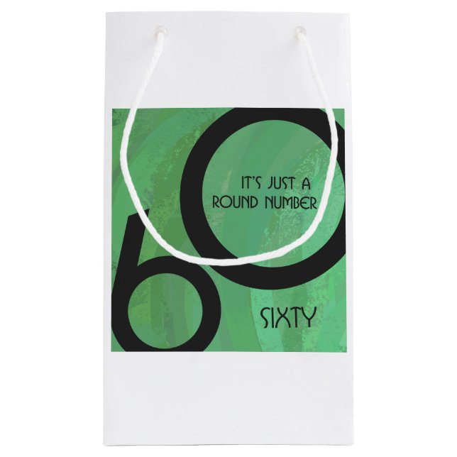 Sacola Para Presentes Pequena Aniversário verde de 60 décadas (Verso)