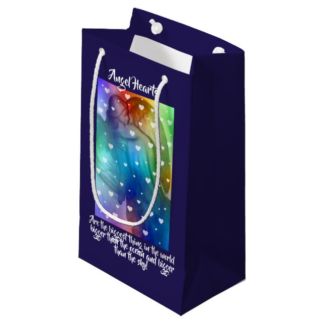 Sacola Para Presentes Pequena Anjo com Corações (Frente inclinada)