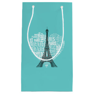 Sacola Para Presentes Pequena Aqua adorável de Paris do amor da torre Eiffel
