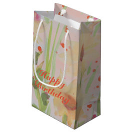 Sacola Para Presentes Pequena Aquarela Flor Projetada