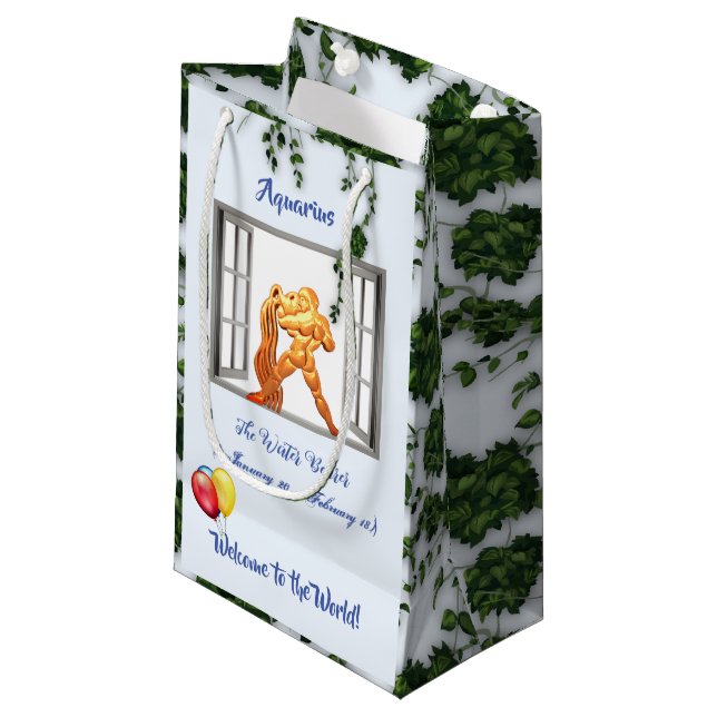 Sacola Para Presentes Pequena Aquarius Baby (Jan 20 - Fev 18) (Frente inclinada)