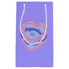 Sacola Para Presentes Pequena Aquarius Zodiac Pastel Heart Cake