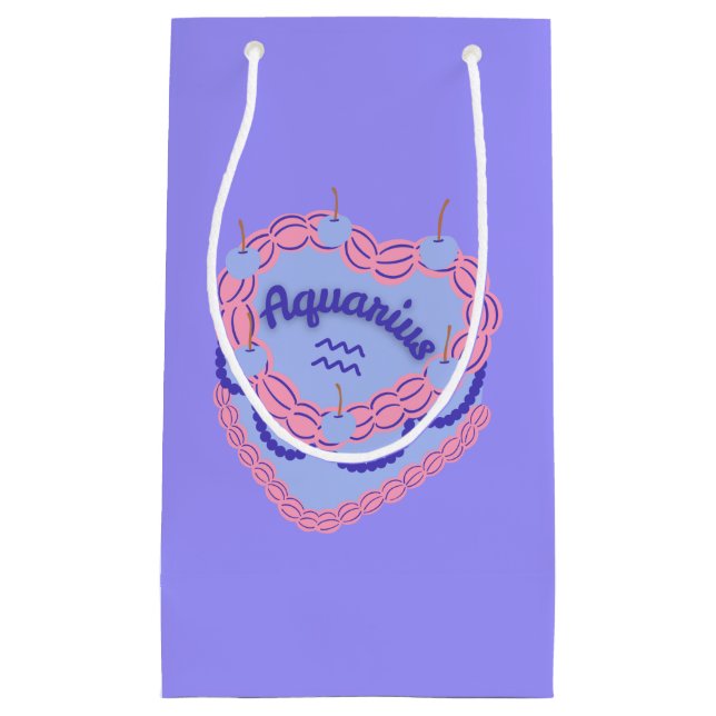 Sacola Para Presentes Pequena Aquarius Zodiac Pastel Heart Cake (Frente)