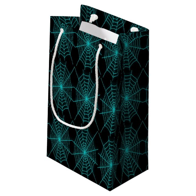 Sacola Para Presentes Pequena Aranha azul-neonosa (Verso inclinado)