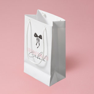 Sacola Para Presentes Pequena Arco Coquette Francês Rosa Elegante Nome Dama de H