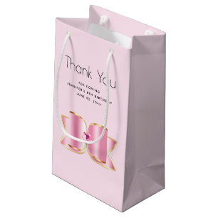 Sacola Para Presentes Pequena Arco Glam Rosa com Jóias Centrais de Agradecimento