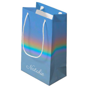Sacola Para Presentes Pequena Arco-íris real natural personalizado