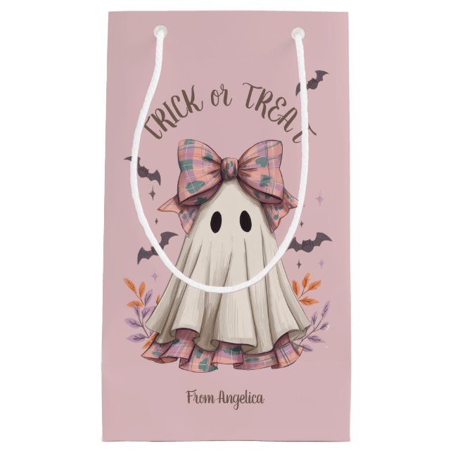 Sacola Para Presentes Pequena Arco rosa, "Ghost Girl Halloween Trek" (Frente)