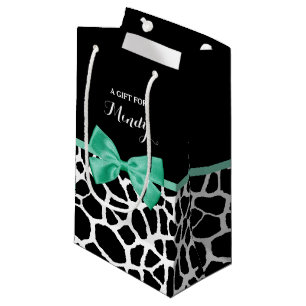Sacola Para Presentes Pequena Arco Verde De Impressão De Girafa Bonito Com Nome