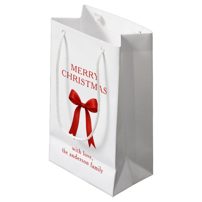 Sacola Para Presentes Pequena Arco Vermelho Bonito Feliz Natal (Frente inclinada)