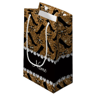 Sacola Para Presentes Pequena Arcos de inicializações por brilho dourado de no