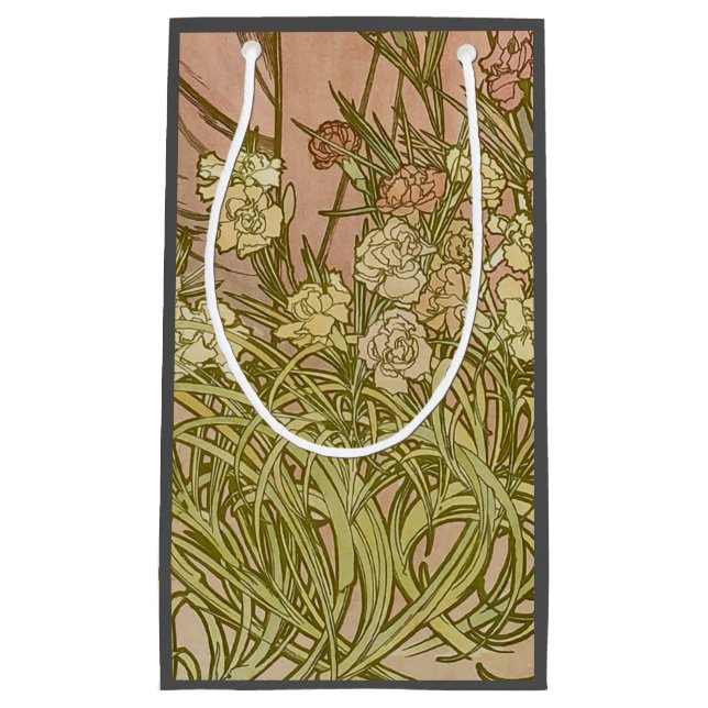 Sacola Para Presentes Pequena Art Nouveau Alfonse Mucha Floral (Frente)