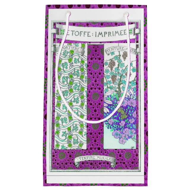 Sacola Para Presentes Pequena Art nouveau Grapevine florescente (Frente)