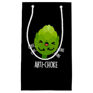 Sacola Para Presentes Pequena Art sufke Funny Veggie Artichoke Pun Dark BG