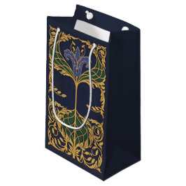Sacola Para Presentes Pequena Arte Floral Lírio Azul Art Nouveau