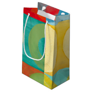 Sacola Para Presentes Pequena Arte Pop brilhante com Círculos e Quadrados
