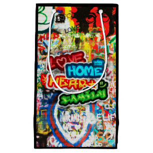 Sacola Para Presentes Pequena Arte Urbana Colorida Funky Graffiti Amor Casa Cora