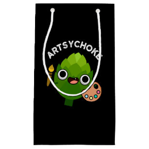 Sacola Para Presentes Pequena Artsychoke Funny Veggie Artichoke Pun Dark BG
