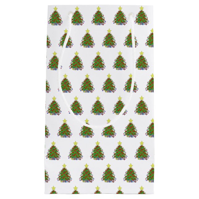 Sacola Para Presentes Pequena árvore de Natal (Frente)