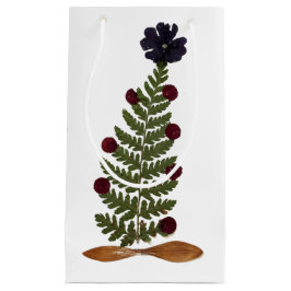 Sacola Para Presentes Pequena Árvore de Natal de Flor de Imprensa Seca - P