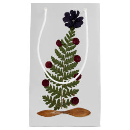 Sacola Para Presentes Pequena Árvore de Natal de Flor de Imprensa Seca - P
