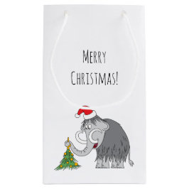 Sacola Para Presentes Pequena Árvore de Natal Feliz Mammoth Santa Hat Pequeno