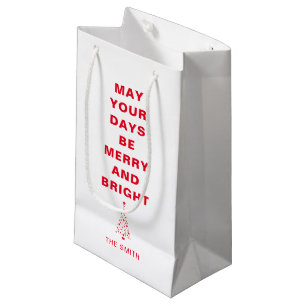 Sacola Para Presentes Pequena Árvore de Natal Mínima Moderna - Branco Simples