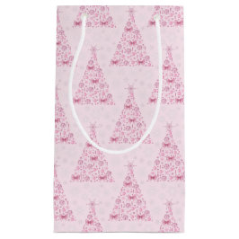 Sacola Para Presentes Pequena Árvore de Natal Rosa