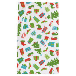 Sacola Para Presentes Pequena Árvore Retro Whimsical Oferece Calçados Elf Hat no