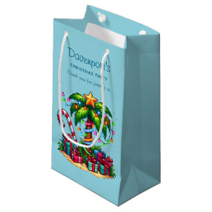 Sacola Para Presentes Pequena Árvore Tropical de Palma Feliz Natal