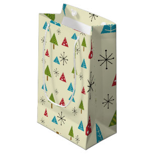 Sacola Para Presentes Pequena Árvores de Natal Modernas de meio século